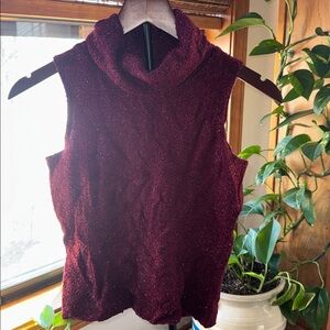Y2K Sleeveless Sparkle Turtleneck Formula X Red Top Sz M whimsy goth